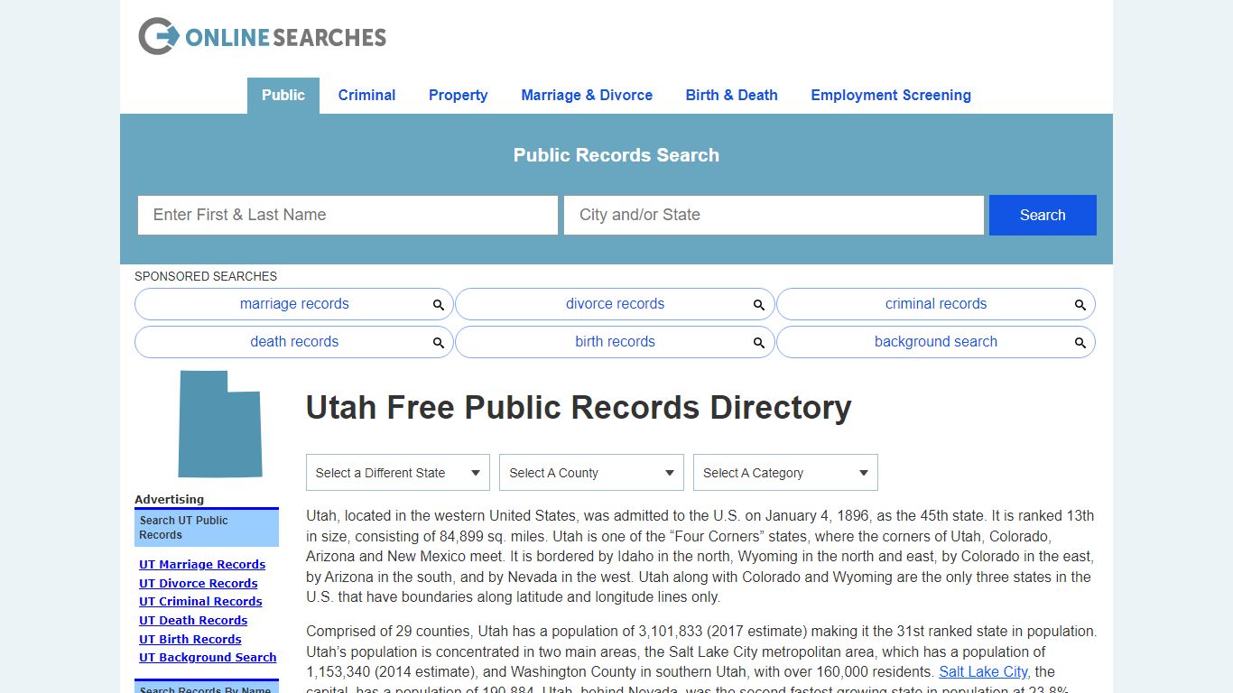 Utah Public Records Directory & Official Documents Directory